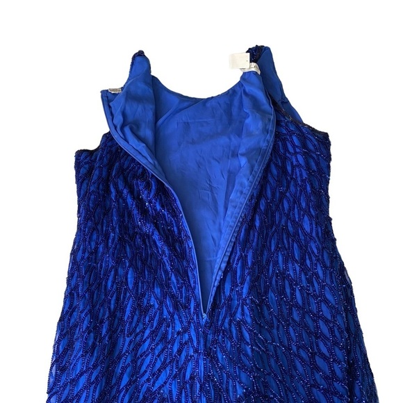 Scala Vintage Silk & Sequin Royal/Cobalt Blue Sleeveless Cocktail Dress Size 2X - Picture 12 of 16